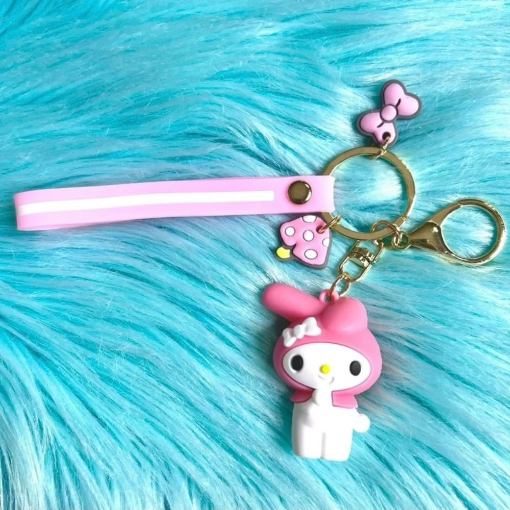 Melody Pink Kawaii Wristlet Charm Keychain Lobster Clasp